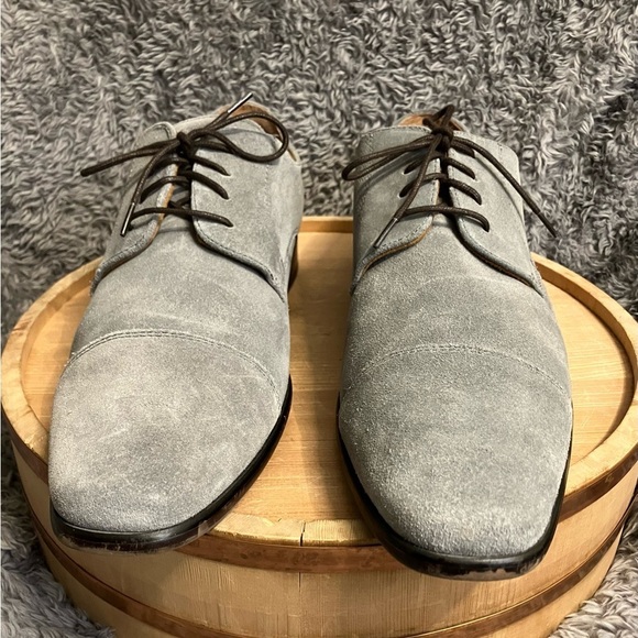EUC Florsheim Angelo Cap-Toe Oxfords Lace-Up Shoes Grey Suede Leather Sz 12D main image 7